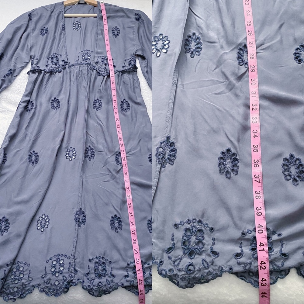 AE Lightweight Eyelet Lace Kimono Sleeve Long Summer Duster Cardigan - Picture 8 of 10